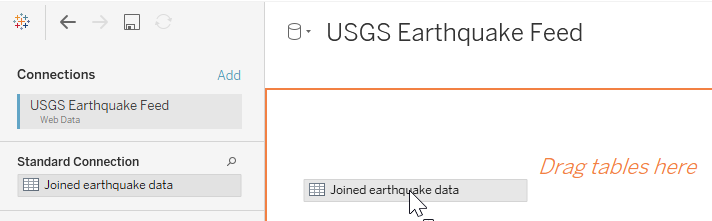 Drag your connection to the Tables pane.