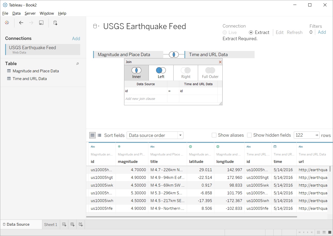 "Join multiple connector tables in Tableau."